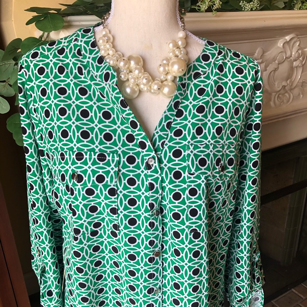 NWT Green Lattice Blouse